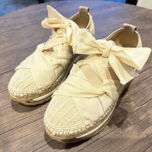 Free People Chapmin Crochet Sneakers, Ivory Espadrille Women's Shoes Sz 38